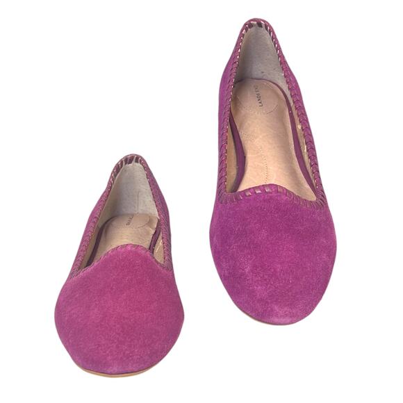 LANDS’ END Mulberry Suede Woman’s Ballet Flats 6B  Balletcore Barbiecore Twee - Picture 1 of 9